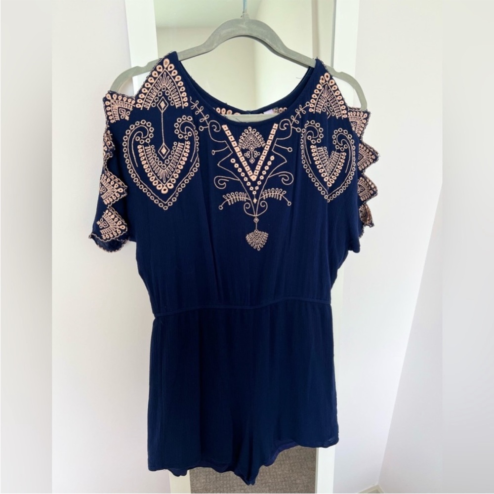 Alya Francesca’s Embroidered Navy Blue Romper/Medium - Picture 4 of 15